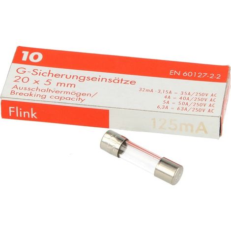 Fusible à action instantanée 125 mA 250V