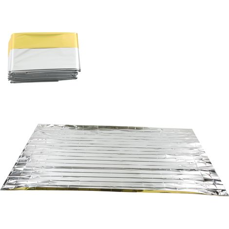 Couverture de survie réfléchissante or argent 3 pièces, imperméable 160x210 cm, pour kit d'urgence et randonnée (1/5)