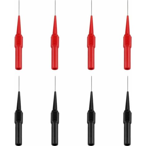 8PCS Sonde De Test, Cordons De Test Multimètre En Acier Inoxydable Sondes De Teste Câble Testeur Multifonction Pour Multimètres Laboratoires Électriciens(Rouge Et Noir) (1/5)