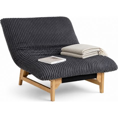 Sitzsack-Sessel für Erwachsene aus grauem Cord mit Rückenlehne, Monoblock, 1-Sitzer (1/5)