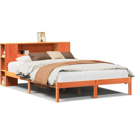 Maison Exclusive - Lit bibliothèque sans matelas cire marron 150x200 cm pin massif (1/5)
