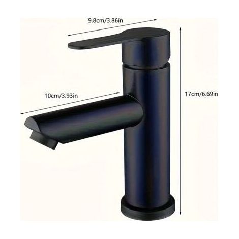 Mitigeur de Lavabo Salle de Bain en Acier Inoxydable 304 Noir – Eau Chaude et Froide, Robinet pour Vasque et Plan de Toilette, Design Moderne (1/3)