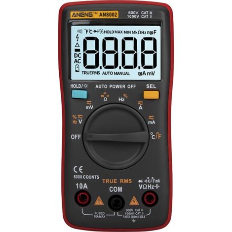 AN8002 6000 Punkte True RMS Multimeter – AC/DC, Temperatur, Widerstand, Kapazität, Frequenz, Diode, Tragbar. (1/5)