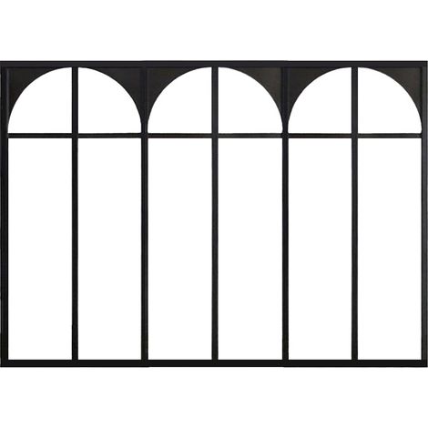 Vente-Unique – Verrière atelier art déco en aluminium thermolaqué noir 180 x 130 cm – Verre trempé 4 mm – Soubassement pour intérieur (1/3)