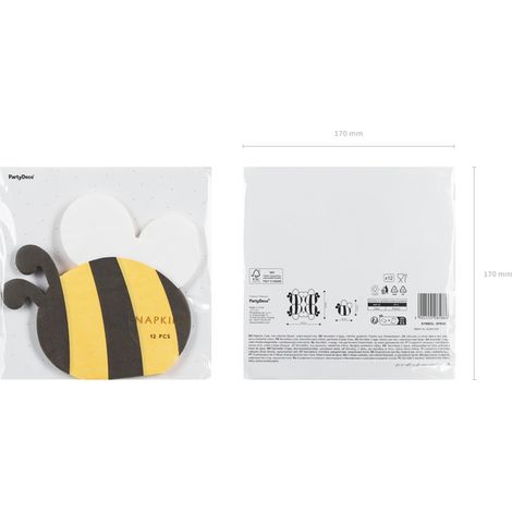 Servilletas con dise帽o de abeja, 16x15cm, 12 unidades