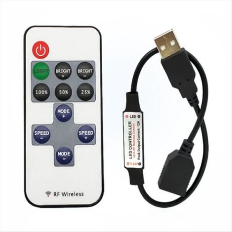 Contrôleur Bande LED - Variateur RF Sans Fil 5 V USB - Pour Bande LED Monochrome 5050 3528 2835 5630 - Télécommande Incluse ×1 (1/5)