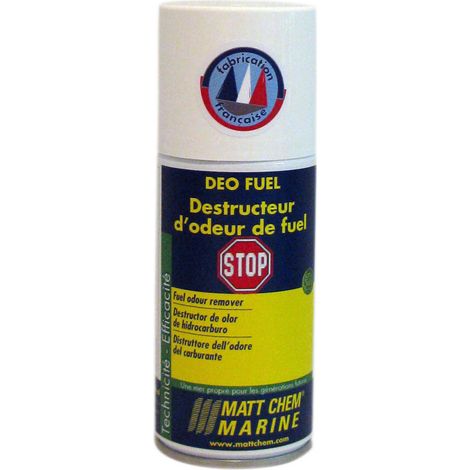 Désodorisant voiture aerosol DEO-FUEL 150 ml – Neutralise odeurs de fuel – Parfum senteurs végétales – Formule micro-particules hydratées – Matt Chem