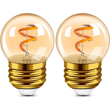 G40 E27 LED Retro Edison Filament Bulb Mini Globe 1W Amber Glass Spiral Filament Bulb 220V Outdoor String Lights Coffee Lights Christmas Lights Warm 2200K (1/5)