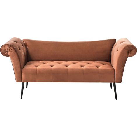 Chaise Longue in tessuto marrone dorato e Gambe Dorate Nantilly (1/5)