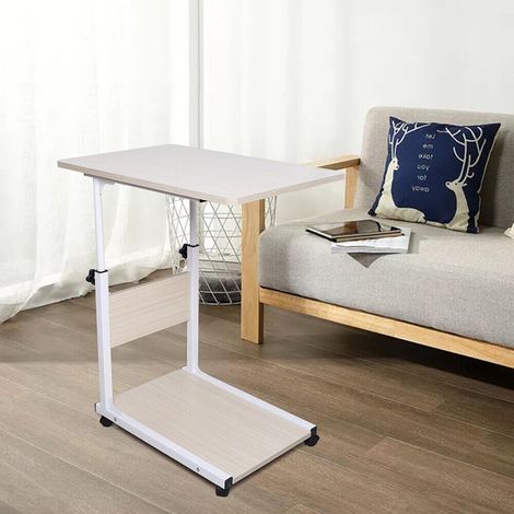 Petite table d'appoint - Table de chevet - Table basse - Table de chevet mobile - Armoire de canapé avec roulettes - Hauteur réglable - Lit ou canapé - Table d'appoint pour adultes et