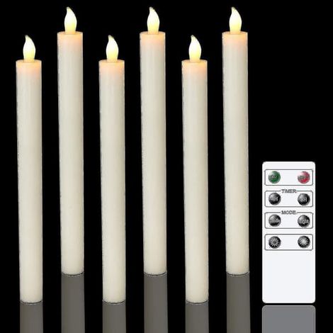 Ecleanfy - Lot de 6 guirlandes lumineuses LED Dww à piles avec télécommande et minuterie, effet cire véritable, lumière blanche chaude vacillante (1/3)