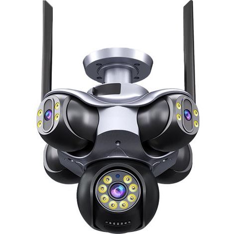 WLAN-Überwachungskamera C50 mit 5 Objektiven – 5 gleichzeitige Ansichten, 20 MP, PTZ 355°, 20 m IR-Nachtsicht, bidirektionales Audio, Bewegungserkennung, Einbruchalarm, TF-/Cloud-Speicher für Innenber