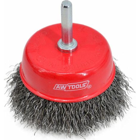 Awtools, Cepillo frontal con vástago 50 mm, herramienta de limpieza, ideal para eliminar óxido y pintura, vástago compatible con herramientas eléctricas, para trabajos profesionales, color metálico.