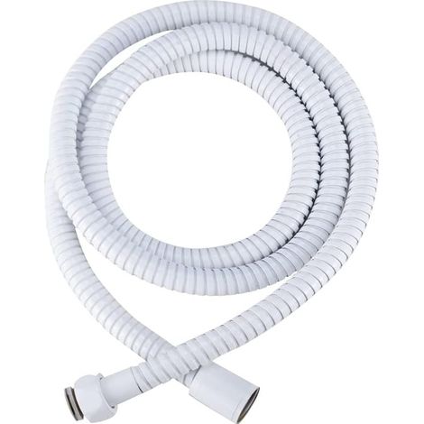 Tuyau de douche en acier inoxydable - 2 m - Pièce de rechange - Flexible de douche - Blanc (1/5)