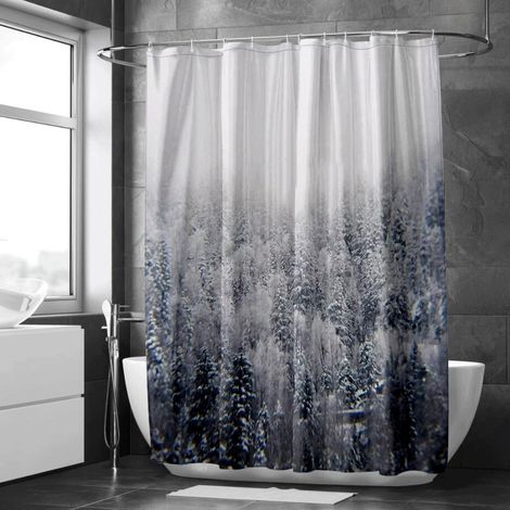 Rideau de douche style encre rivière, polyester salle de bain, 150x180 cm