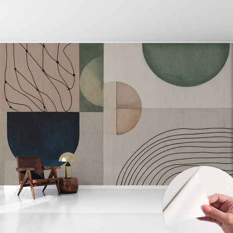 Selbstklebende Tapete - Wanddekoration Wohnzimmer - Tapete Schlafzimmer Geometrische Formen 416x254 cm (1/5)