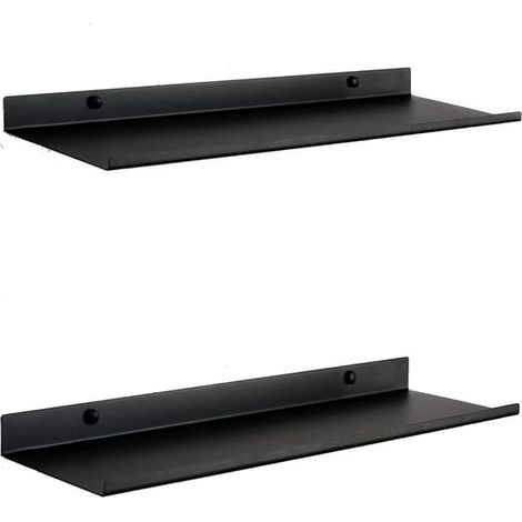 Étagère murale en métal noir Lot de 2 étagères flottantes 40 cm (1/4)