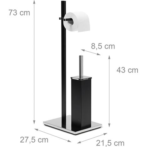 Set supporto scopino WC e portarotolo bagno 25 x 10 x 10 cm in acciaio nero 130003272