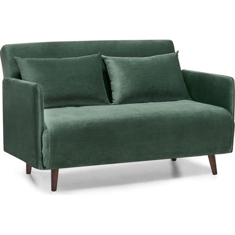 Canapé convertible 2 places en velours L120cm - Vert forêt - BELUSHI (1/5)