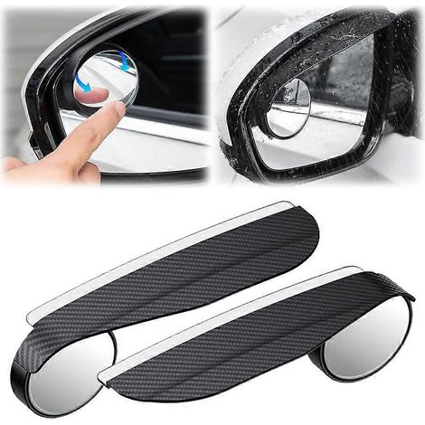 Protection anti-pluie pour rétroviseur latéral de voiture, avec rétroviseur d'angle mort en fibre de carbone, réglable à 360°, et autocollant inclus. (1/5)