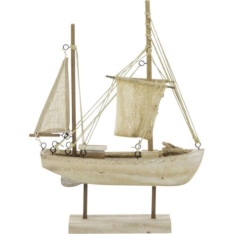 Bateau Déco à Voiles "Regatta" 41cm Naturel (1/3)