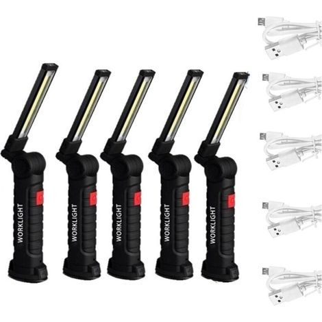 5Pcs Baladeuse de chantier COB Lampes COB Torche Rechargeable Lampe de Travail d'Inspection Flexible (1/5)