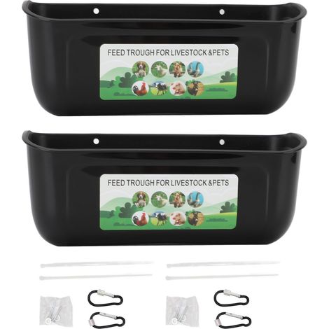 2 pièces mangeoire à volaille suspendue en plastique mangeoire à bétail pour poulet oies mouton cerf chien noir (1/5)