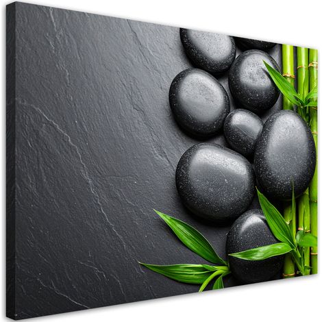 Tableau déco Pierres Zen Bambou 90x60 (1/4)
