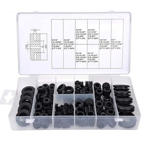 180 Pièces Kit D'assortiment D'œillets En Caoutchouc Kit De Joint De Fil Électrique Ouvert 8 Tailles Assortiment D'anneau De Joint De Conducteur Électrique Pour Pompe De Prise De Fil De Câble (1/5)