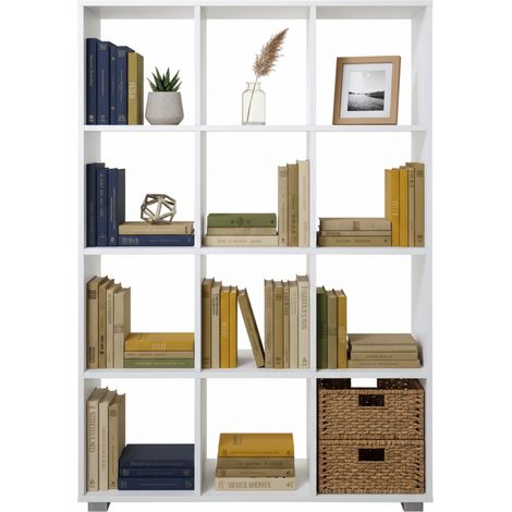 Libreria in Legno con 12 Ripiani Albert Bianco