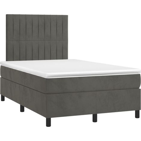 Struttura letto LED con coprimaterasso testiera boxspring 120x200 cm tessuto velluto grigio scuro TDL0207738
