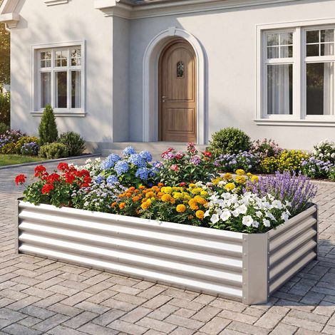 Galvanized Raised Garden Bed 6 x 3 x 1 ft, Open Base (1/5)