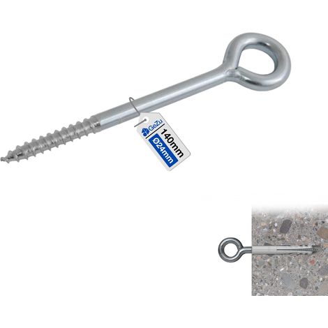 Boulon à œil galvanisé 90 mm – Tige filetée robuste avec anneau fermé – Piton à visser pour fixation bois et méta – GeZu Impex