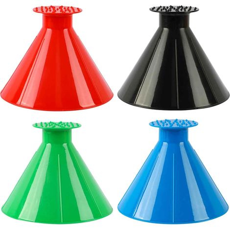 Lot de 4 grattoirs à glace magiques pour pare brise de voiture, pelle ronde multifonctionnelle, entonnoir de ravitaillement en carburant, cône de glac