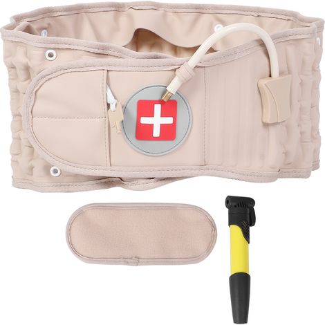 Aufblasbarer Lendenstützgürtel zur Linderung von Rückenschmerzen und Verspannungen – Rückenmassage und Lendenwirbelstütze – Einheitsgröße, beige (1/5)