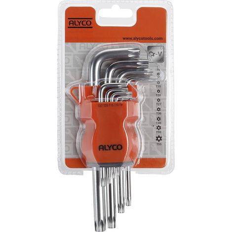 JUEGO 9 LLAVES TORX INVIOLABLES, SOPORTE DE PLÁSTICO ALYCO ORANGE (1/5)