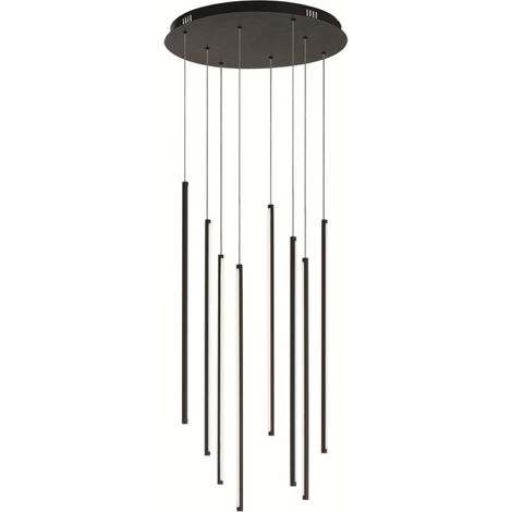 Lampada a sospensione Led verticale 48 cm in metallo verniciato Nero - GENIUS 8 Luci (1/3)
