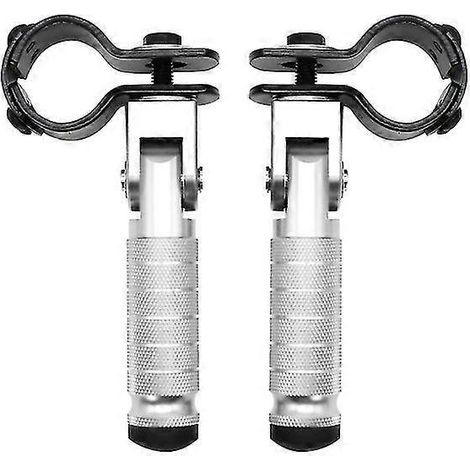 CNC-gefrästes Aluminium-Motorradteil, 8 mm Universalpedale, klappbare Fußrasten für Motorräder, Mopeds, Karts, Roller – Silber (1/5)