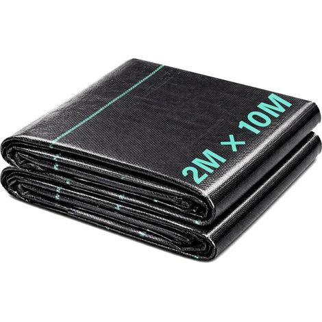 Bâche anti-mauvaises herbes robuste 2 m × 10 m – Film géotextile non tissé pour paillage, sentiers, gravillons, gazon synthétique, couche de séparation au sol – Épaisseur renforcée, perméable et durab (1/5)