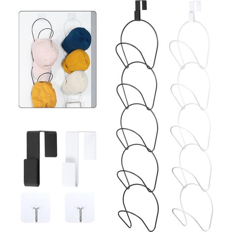 2Pcs Support Casquette Mural, Accroche Casquette pour Casquette de Baseball, Support Chapeau Porte pour Rangement Casquettes Serviettes Chapeaux Echarpes (1/5)