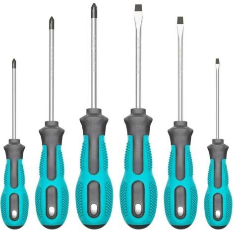 BUNTHAUS PA Ce jeu de tournevis magnétiques comprend 3 tournevis cruciformes, 3 tournevis plats et un tournevis à douille professionnel avec une poignée antidérapante et rembourrée. (1/4)