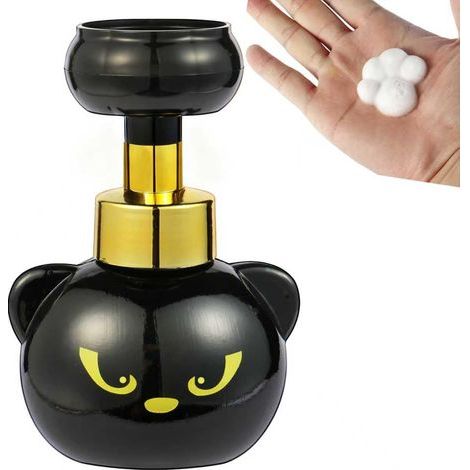 Cute cat paw-shaped foam soap dispenser, black cat-shaped foam pump bottle (1/4)