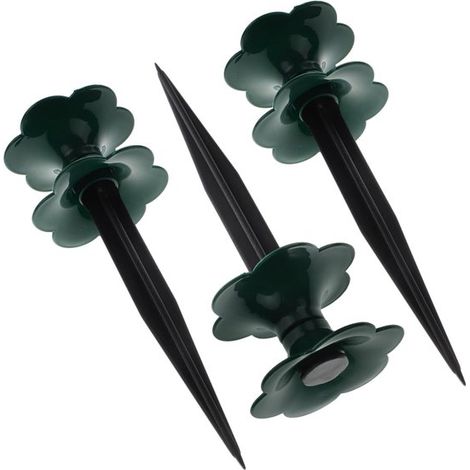 Roue de guidage pour arrosage de jardin, 3 pièces, en plastique vert, guide les tuyaux et protège les plantes dans les massifs et sur la terrasse. (1/2)
