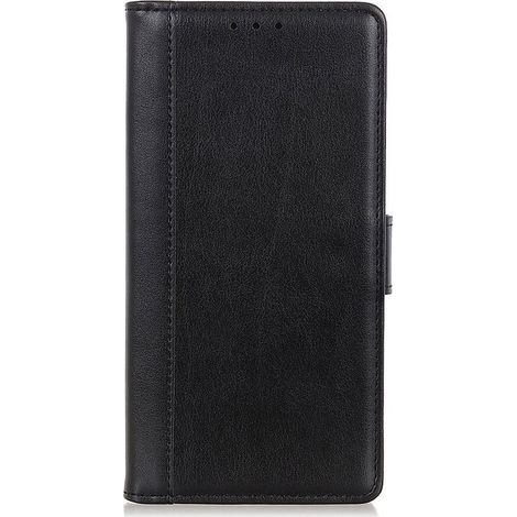 Coque portefeuille avec porte-cartes pour Samsung Galaxy S22 Plus - Motif grain - Noir - Étui de protection