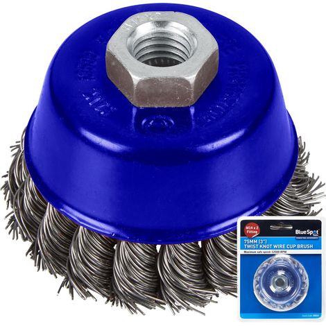 BlueSpot Tools 19215 Twist Knot Cup Brush 75mm M14 X 2 B/S19215 (1/3)