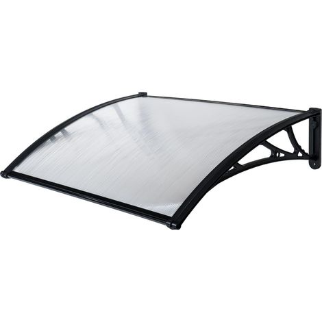 Marquise en Polycarbonate - 80x150cm - Noir - Traitée anti UV