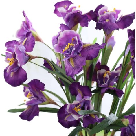 Lot de 3 fleurs d'iris artificielles en soie de 91,4 cm - 9 têtes -Bouquet de fleurs longues - Fleurs artificielles pour de vraies fleurs -pour fête à la maison et mariage -Centre de table (violet) (1/5)