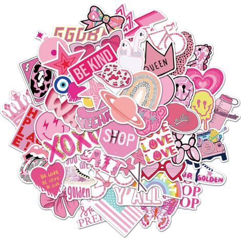 Autocollants CQBB Preppy roses animaux, bagages, skateboard, réfrigérateur, téléphone portable, ordinateur, gourde, sac de voyage, voiture (50 pièces max.) (1/5)