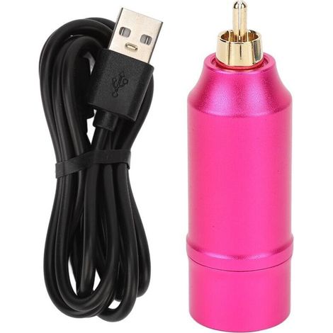 Alimentation sans fil pour stylo à tatouage avec batterie 1300mAh, écran LCD et interface RCA, couleur rouge rose (1/5)