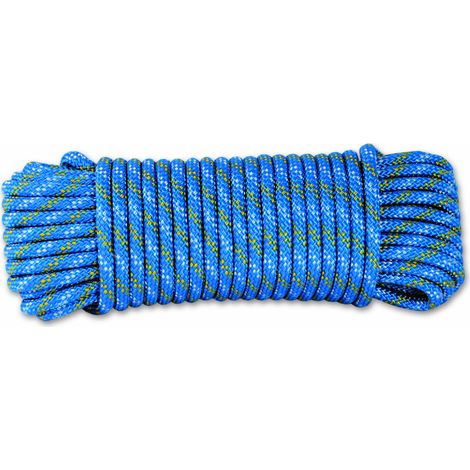 Corde Polypropylène / Polyamide Tressée - Résistance à la Rupture Indicative 450 kg - Diamètre 6 mm - Longueur 15 m - Loisirs et Jardinage - Bleu